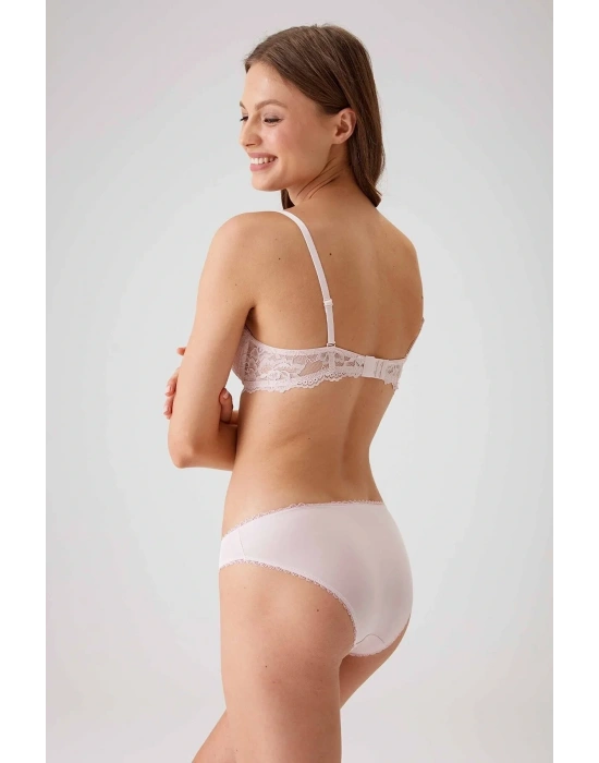 Kadın Pudra 4561 Milan Push Up Dolgulu Dantelli Çeyiz Sütyen Ve Külot Iç Çamaşır Takımı