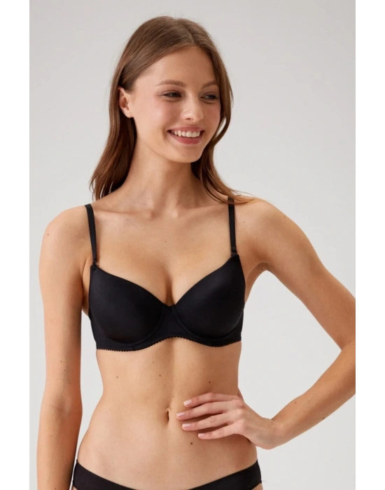 Kadın Siyah 6000 Balenli Desteksiz Micro Sütyen