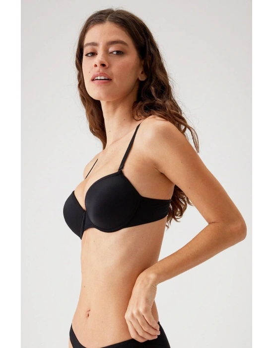 Kadın Siyah 6010 Balenli Desteksiz Micro Sütyen