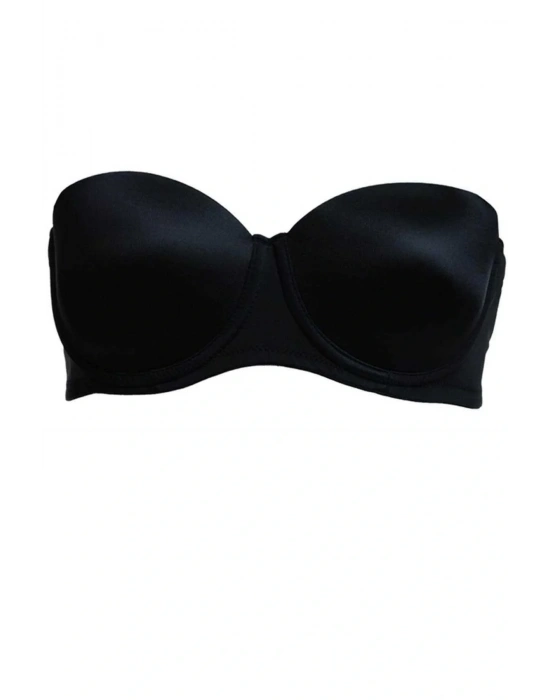 Kadın Siyah 6021 Balenli Straplez Şeffaf Askılı Desteksiz Micro Sütyen