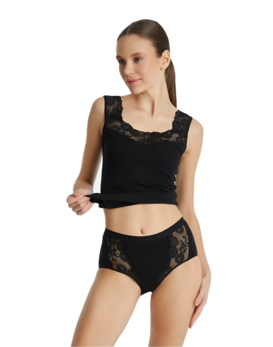 Kadın Slip Külot Dantelli Private 1316 - Siyah