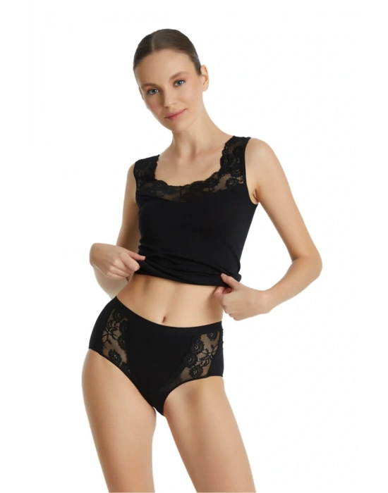 Kadın Slip Külot Dantelli Private 1316 - Siyah