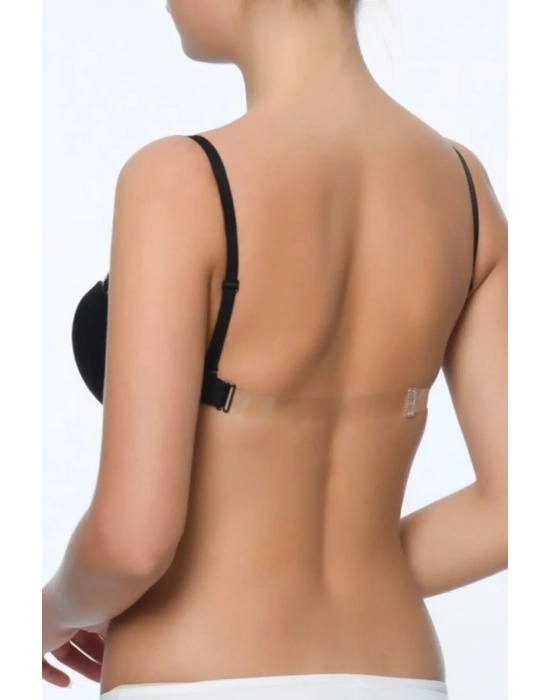 Kadın Ten 6021 Balenli Straplez Şeffaf Askılı Desteksiz Micro Sütyen