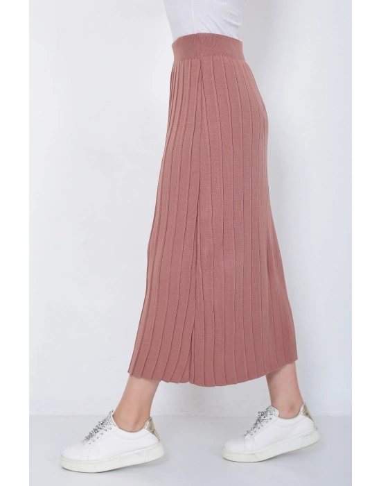 Kadın Triko Etek Oversize Gül Kurusu