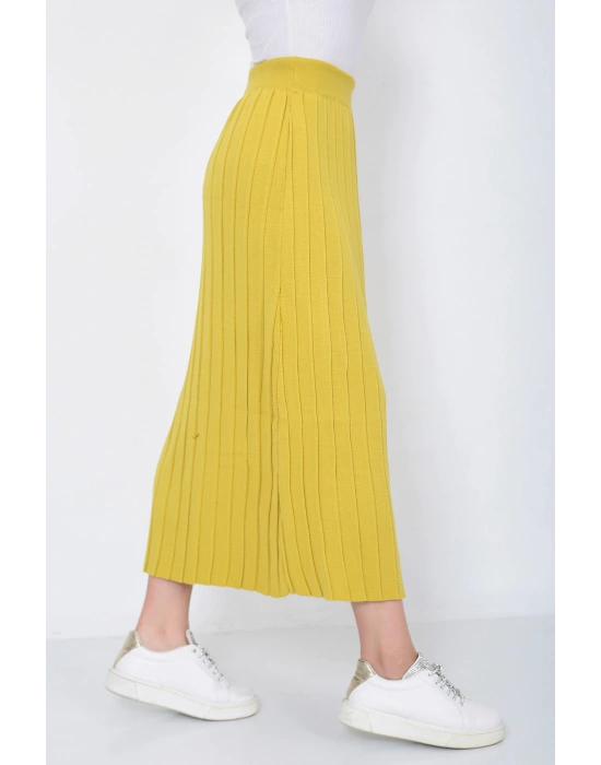 Kadın Triko Etek Oversize Hardal