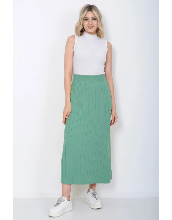 Kadın Triko Etek Oversize Mint Yeşili