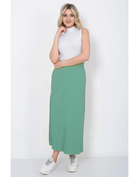 Kadın Triko Etek Oversize Mint Yeşili