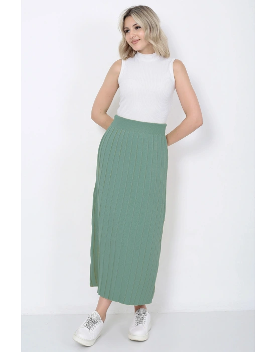 Kadın Triko Etek Oversize Mint Yeşili