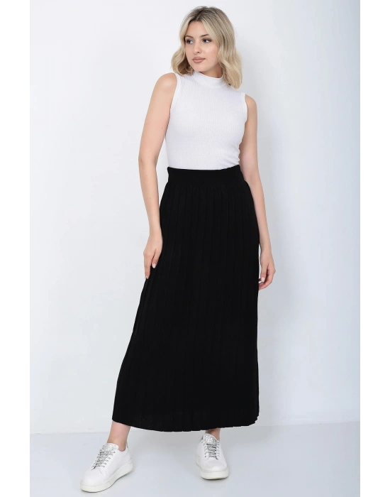 Kadın Triko Etek Oversize Siyah