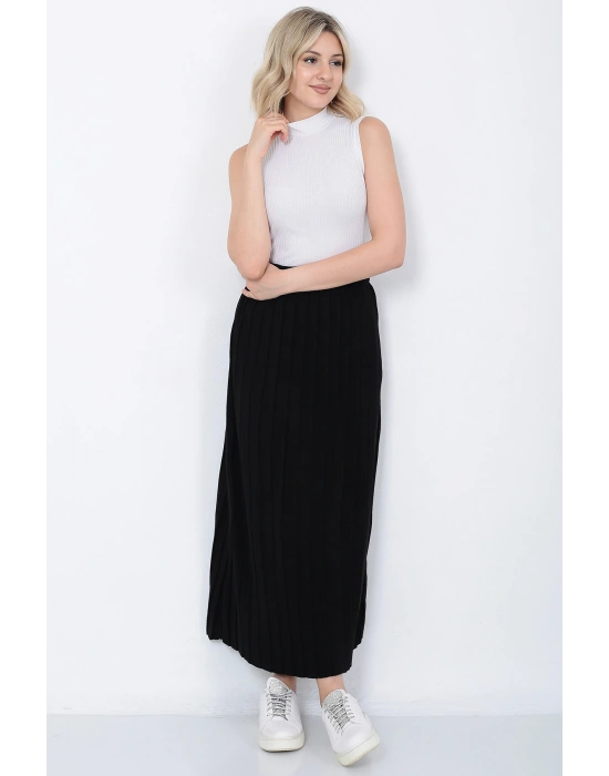 Kadın Triko Etek Oversize Siyah