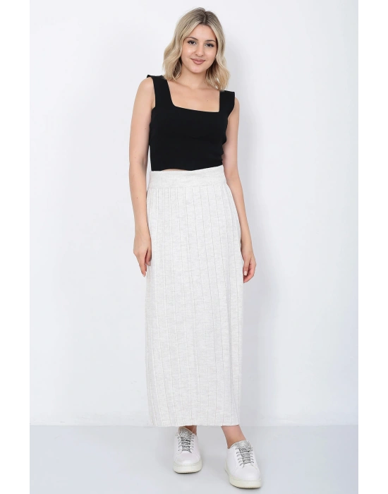 Kadın Triko Etek Oversize Taş Renk