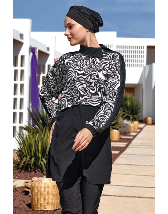 Kadın Zebri Uzun Kollu Tam Kapalı Tesettür Mayo 1224