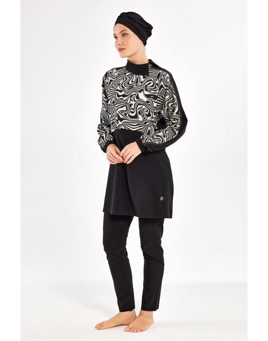 Kadın Zebri Uzun Kollu Tam Kapalı Tesettür Mayo 1224