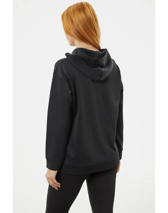 Kanguru Cepli Kapüşonlu Sweatshirt - Siyah