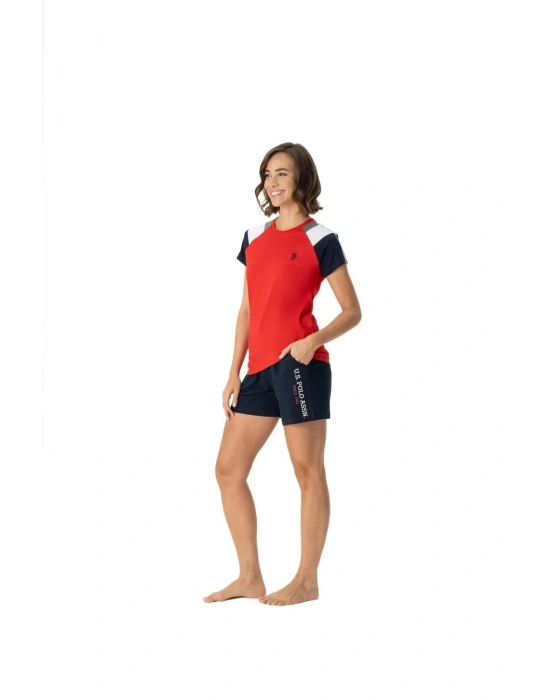 Kırmızı Kadın   T-shirt Ve Şort Yeni Sezon Pijama Takımı
