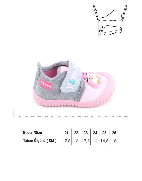 Kışlık Cırtlı Ayarlanabilir Rahat Taban Happy Birds Bebe Kız Panduf Ayakkabı