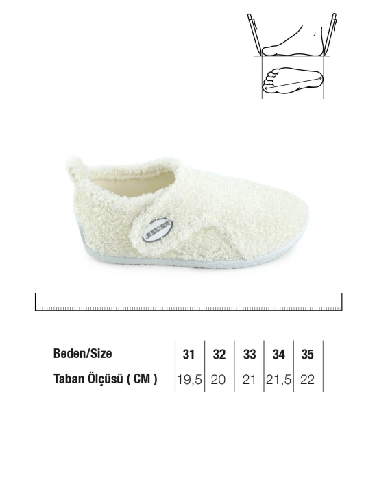 Kışlık Kız Çocuk Peluşlu Rahat Taban Cırt Cırtlı Ayarlanabilir Ev Okul Kreş Panduf Ayakkabı