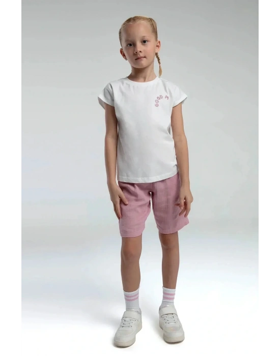 Kız Çocuk Bermuda Takım - Beyaz