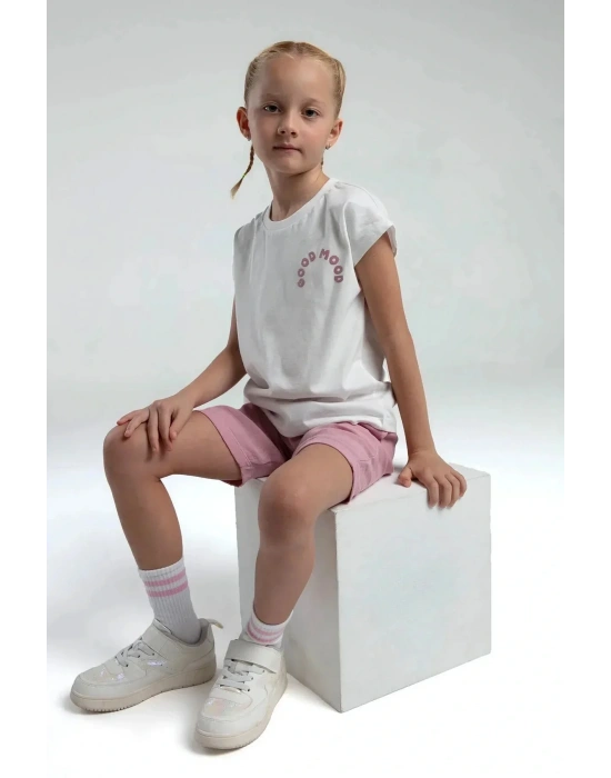 Kız Çocuk Bermuda Takım - Beyaz