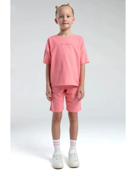 Kız Çocuk Bermuda Takım - Neon Pembe