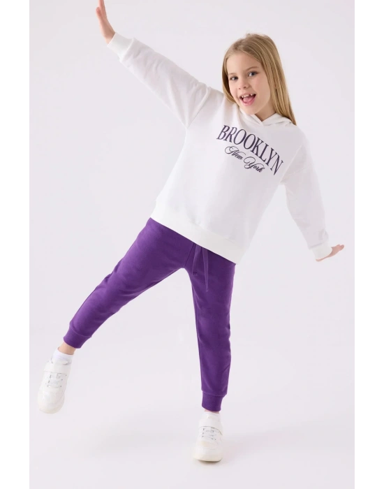 Kız Çocuk Beyaz Eşofman Takımı