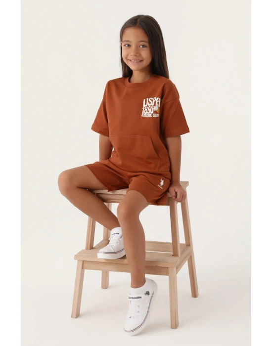 Kız Çocuk Kahverengi Şort Takım