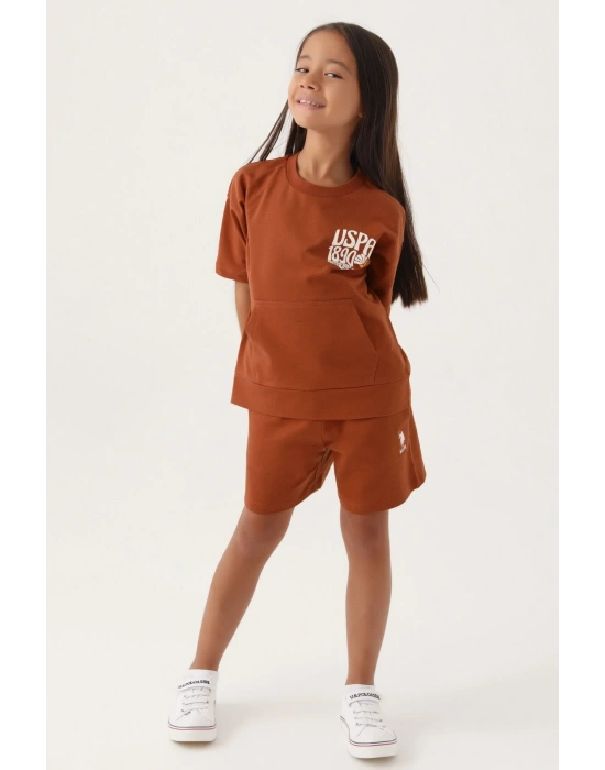 Kız Çocuk Kahverengi Şort Takım
