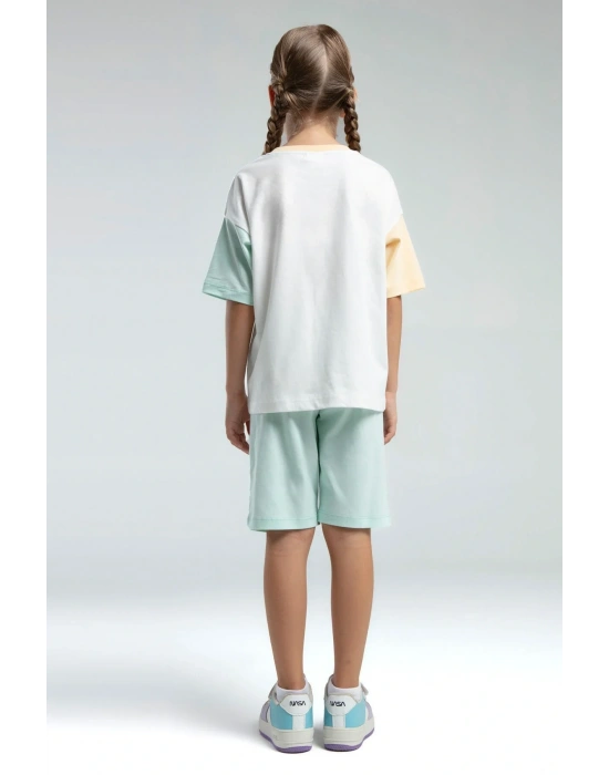 Kız Çocuk Krem Bermuda Takım