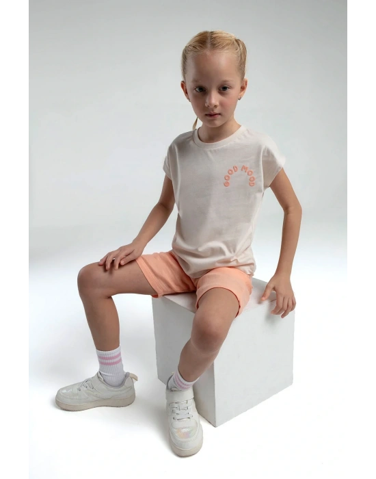 Kız Çocuk Krem Bermuda Takım