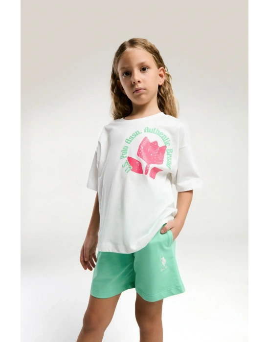 Kız Çocuk Krem Şort Takım