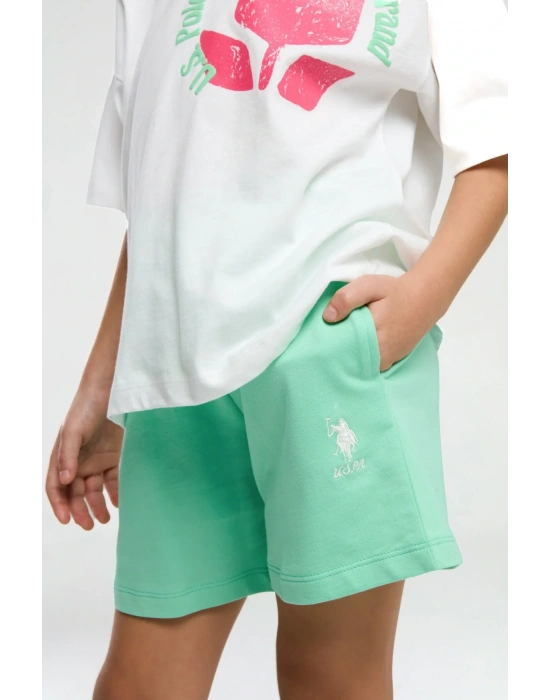 Kız Çocuk Krem Şort Takım