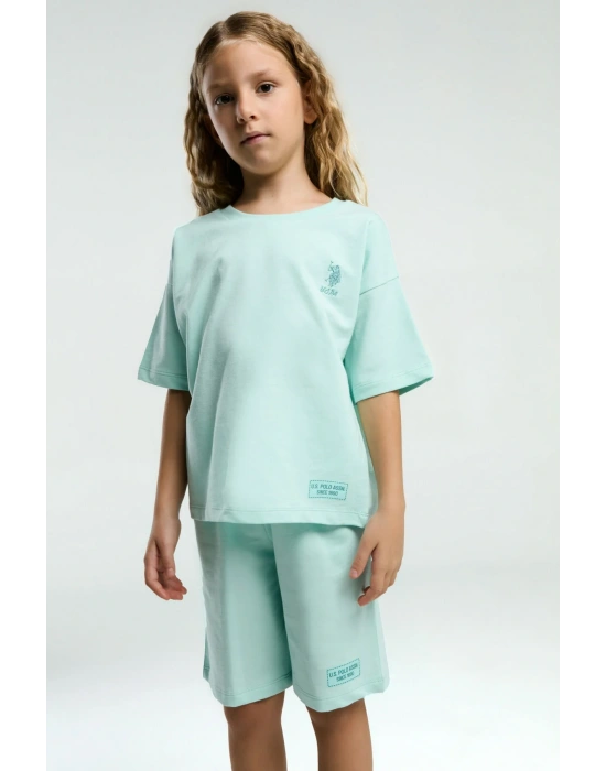 Kız Çocuk Mavi Bermuda Takım
