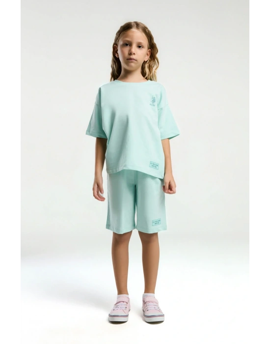 Kız Çocuk Mavi Bermuda Takım