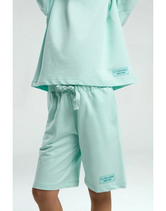 Kız Çocuk Mavi Bermuda Takım