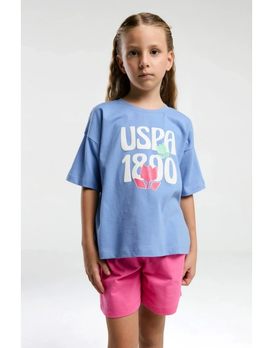 Kız Çocuk Mavi Şort Takım