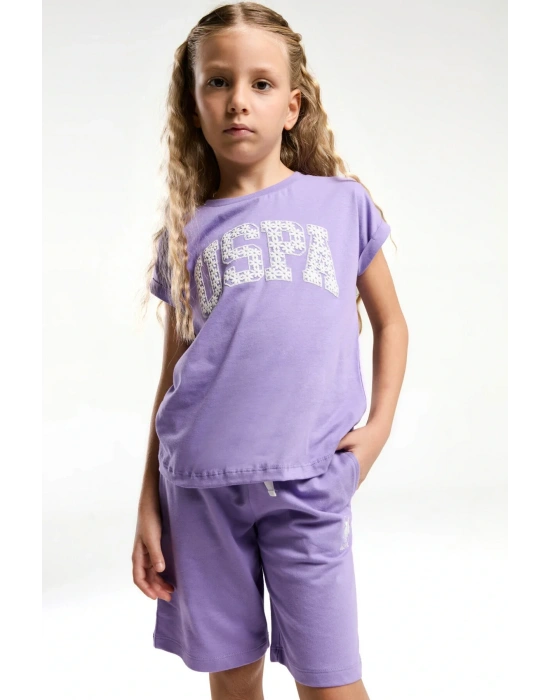 Kız Çocuk Mor Bermuda Takım