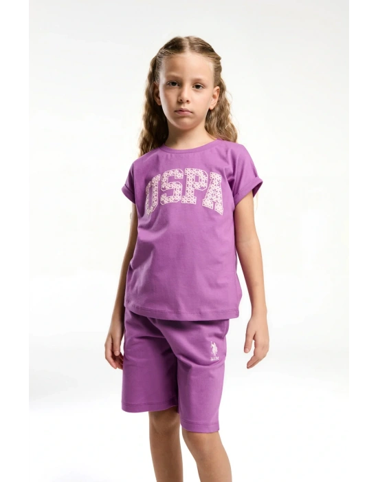 Kız Çocuk Mor Bermuda Takım