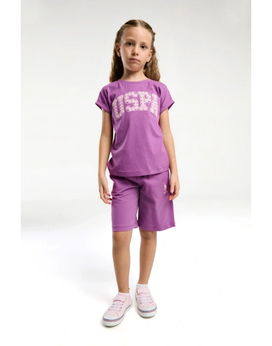 Kız Çocuk Mor Bermuda Takım