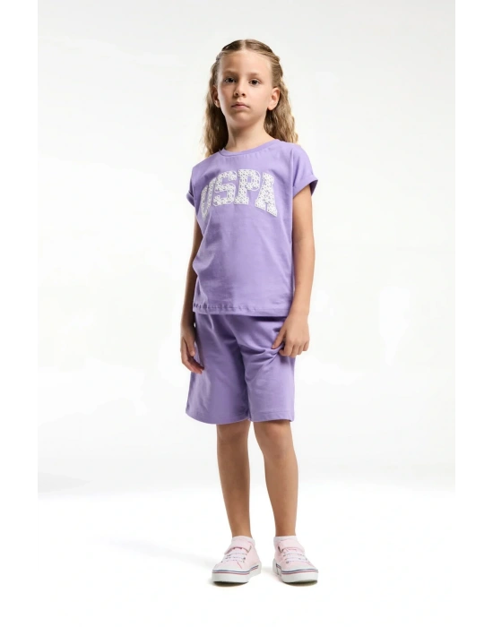 Kız Çocuk Mor Bermuda Takım
