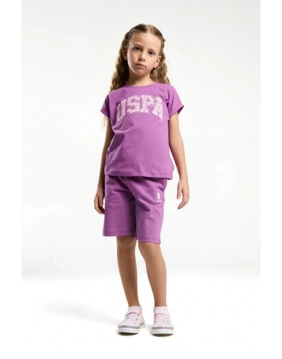 Kız Çocuk Mor Bermuda Takım