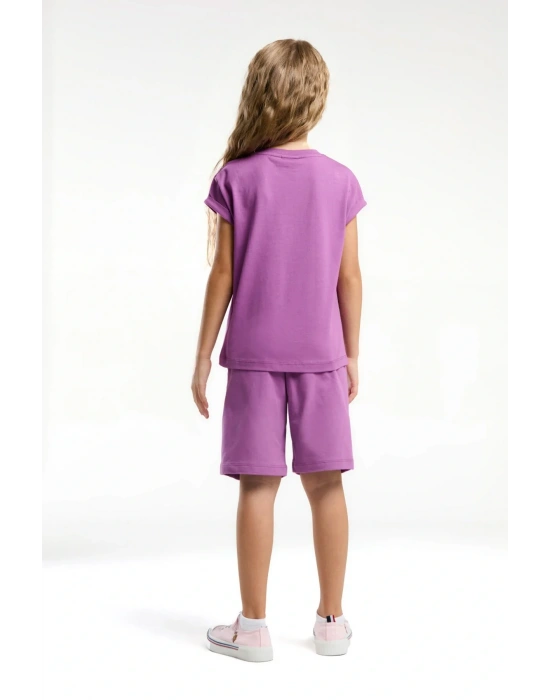 Kız Çocuk Mor Bermuda Takım