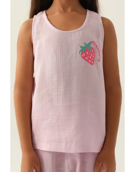 Kız Çocuk Mor Kısa Kol Pijama Takım