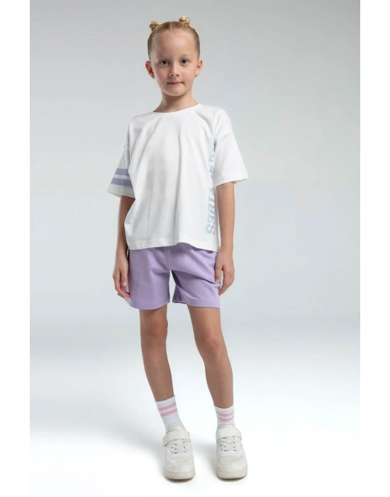 Kız Çocuk Mor Şort Takım