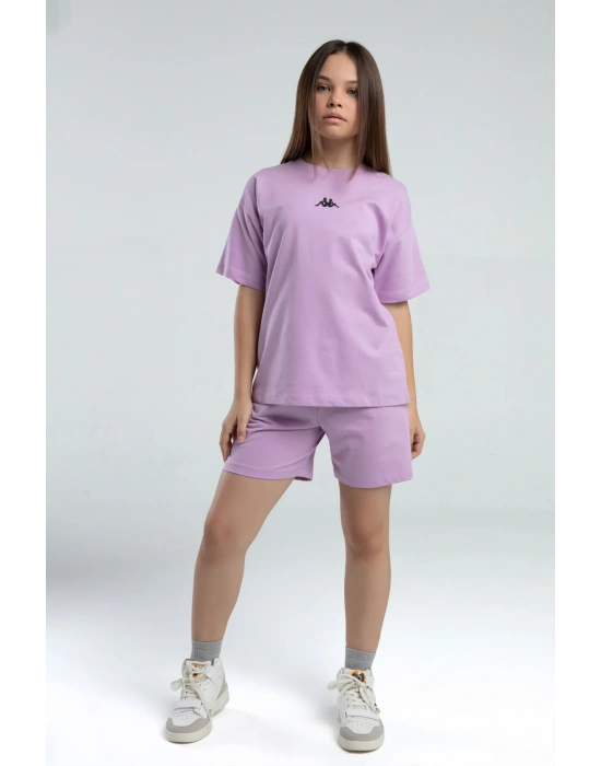 Kız Çocuk Mor Şort Takım