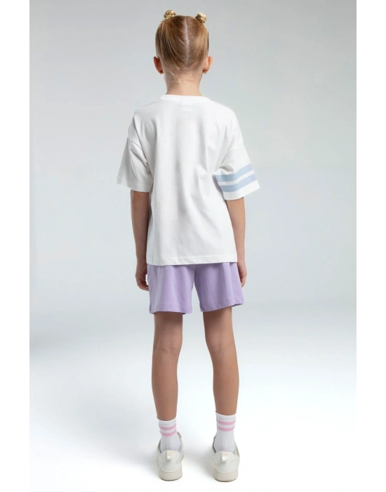 Kız Çocuk Mor Şort Takım