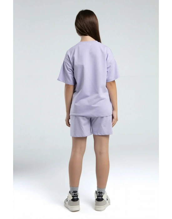 Kız Çocuk Mor Şort Takım