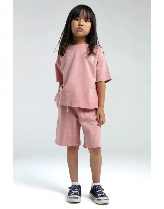 Kız Çocuk Pembe Bermuda Takım