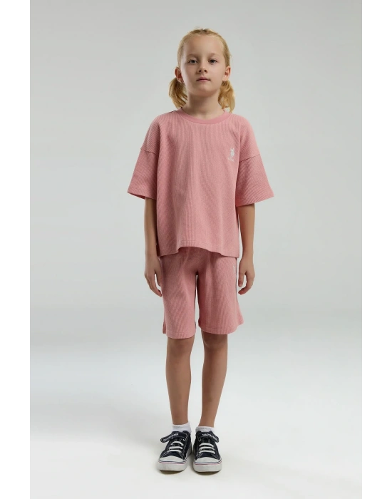 Kız Çocuk Pembe Bermuda Takım