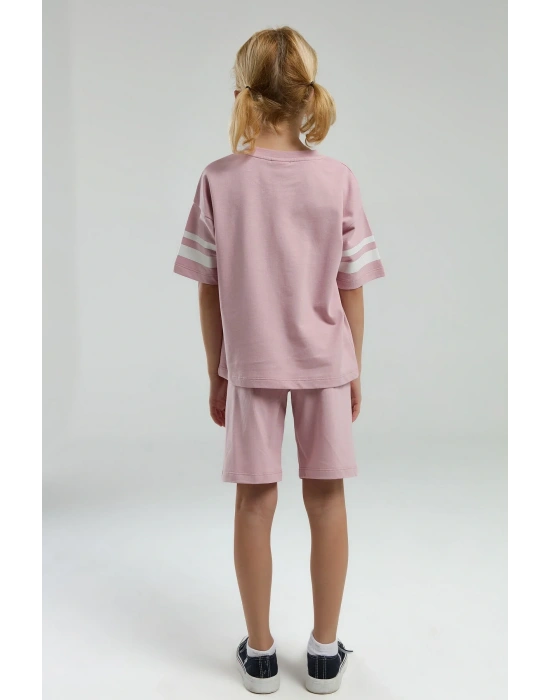 Kız Çocuk Pembe Bermuda Takım