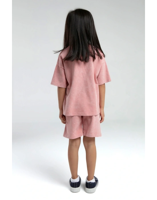 Kız Çocuk Pembe Bermuda Takım